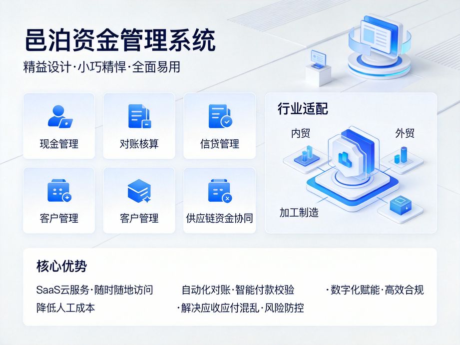 積累海量案例的邑泊，資金管理系統結合行業實操經驗，為不同規模企業定制專屬資金管理方案。