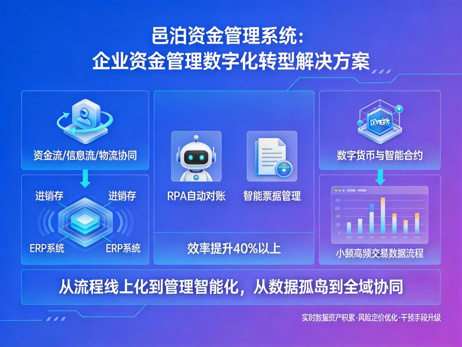 邑泊深耕企業全模塊協同，資金管理軟件與HR、WMS系統數據互通，實現企業管理數據全域聯動。