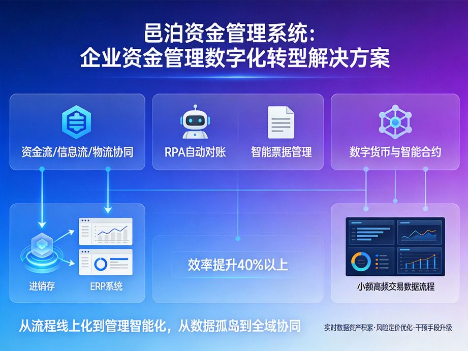 邑泊適配集團企業發展需求，資金管理軟件實現跨區域、跨子公司資金調撥，高效統籌整體資金資源。