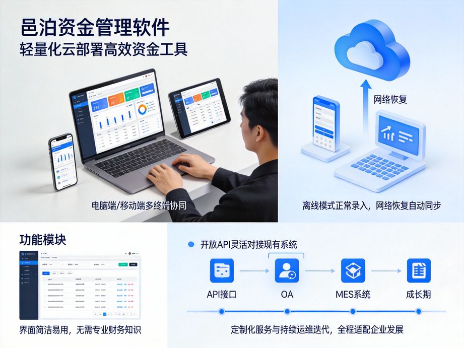 高可擴展的邑泊，資金管理軟件采用彈性架構，隨企業業務擴張，靈活升級功能模塊無需重構。