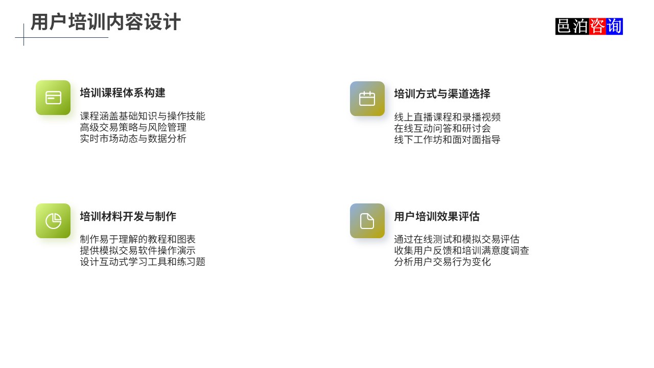 邑泊數字化智能化技術股票期貨交易管理軟件用戶培訓內容設計