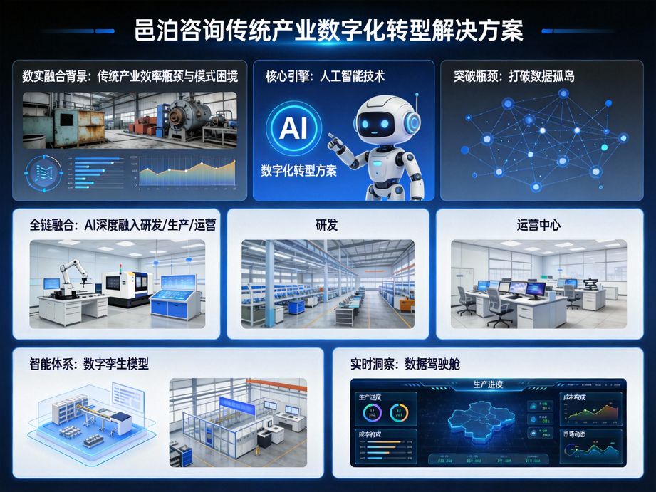 以人工智能技術創新為核心，邑泊咨詢為企業數字化轉型提供戰略規劃，助力企業在數字時代搶占發展先機。