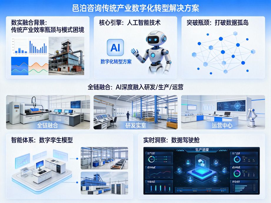 邑泊咨詢深耕各行業數字化轉型實踐，將人工智能融入轉型全流程，提供專業的落地咨詢指導服務。