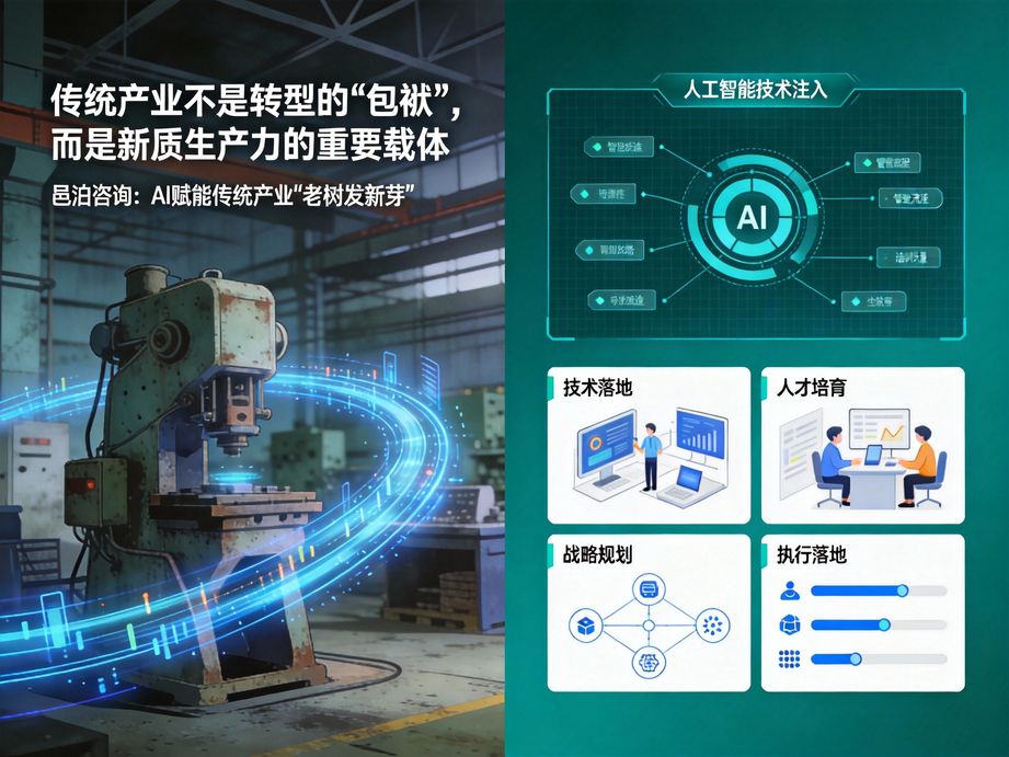 圍繞企業數字化轉型總目標，邑泊咨詢運用人工智能優化資源配置，助力企業完成傳統到智能的跨越。