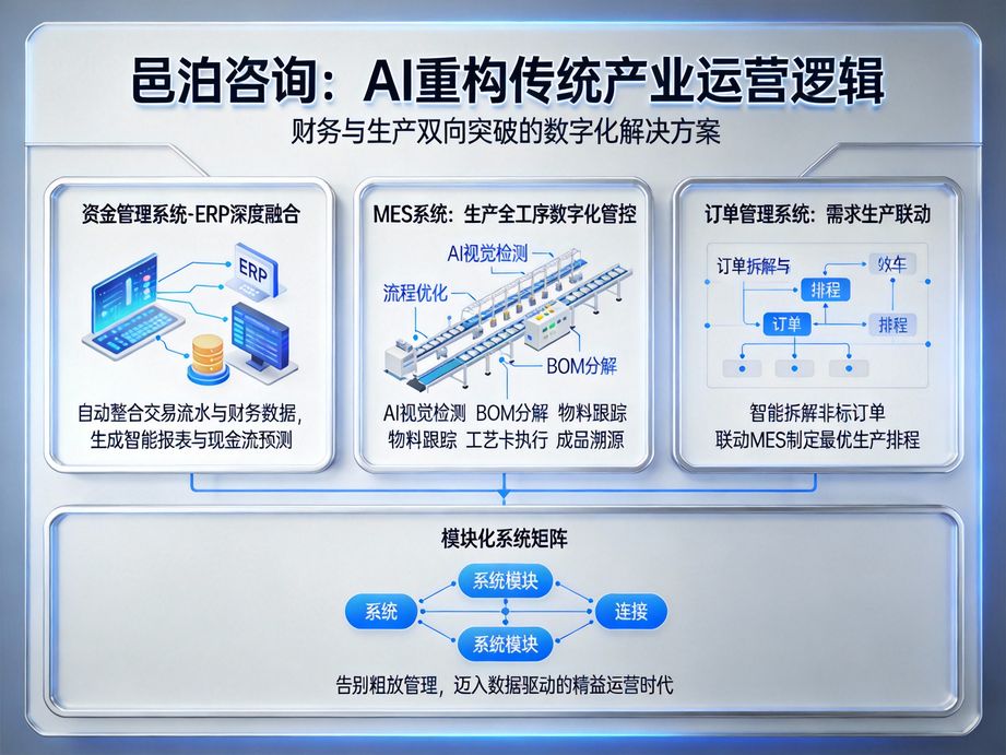 以人工智能技術為橋梁，邑泊咨詢助力企業跨越數字化轉型鴻溝，實現傳統業務與數字技術的深度融合。