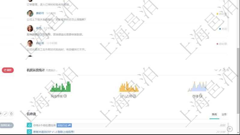 項目管理軟件財務核算管理總經理儀表盤可以查看公司發展里程碑、公司事件時間線、銷售經理業績統計、客戶支持情況、訂單統計及機房運營統計。