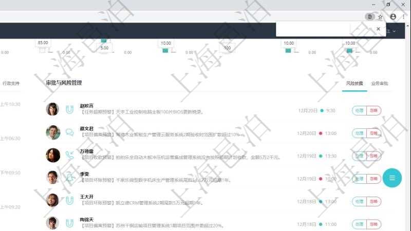 項目管理軟件項目管理總經理儀表盤可以查看業務溝通信息,比如創意討論、行政支持,同時也可以查看審批與風險管理,比如風險披露、業務審批。可以使用餅圖查看1年業務貢獻和1年客戶貢獻。