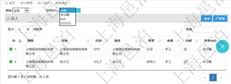 法人維護是項目管理軟件會計管理的一個功能。通過法人維護可以查詢到法人詳細信息,比如:法人名稱、代碼、描述、類型、來源、是否集團內部法人、法人財務中心等信息。