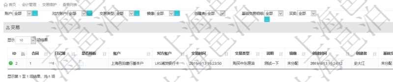 在項目管理軟件會計管理系統里,可通過交易維護列表返回的信息有合同、日記簿、是否模板、賬戶、對方賬戶、交易時間、交易類型、說明、鏡像、創建時間、創建者、基礎交易明細、買賣方向、基礎金額。