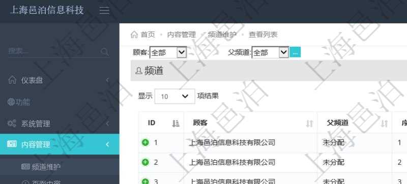 項目管理軟件的內容管理集成了網站內容發布模塊,可通過頻道維護內容網站頁面的不同板塊。頻道維護列表查詢返回信息包括:父子頻道關系、序號、是否顯示還是隱藏、頻道名稱、首頁顯示內容個數、首頁排序序號等。