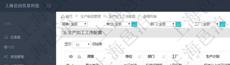 在項目管理軟件MES生產制造管理系統中查詢生產加工工序列表返回單位、部門、工廠、生產計劃、序號、加工計劃、前置項目、后續項目、最早開始日、最早結束日。