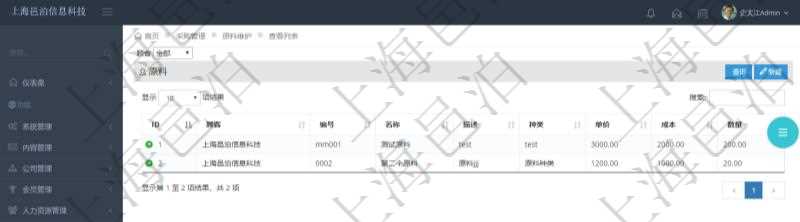 在項目管理軟件里可通過采購管理系統查詢返回采購原料信息,比如:原料編號、名稱、描述、種類、單價、成本、數量等。