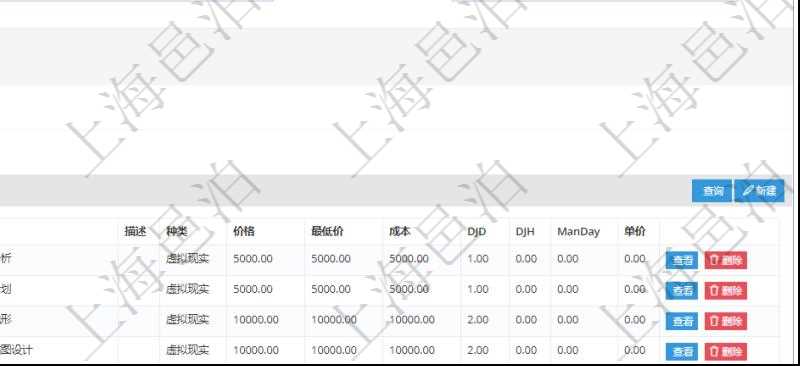 在項目管理軟件銷售報價管理系統查詢服務任務除了返回任務的基本配置信息外,還同時可以查看任務的子任務配置信息:序號、服務、定價方式、定價參考任務、參考比率、服務任務編號、任務名稱、任務描述、任務種類、任務價格、最低價、成本、單價等信息。