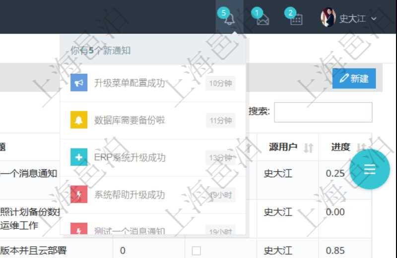 項目管理軟件使用用戶通知來實現系統與用戶之間的溝通,系統管理員可在用戶消息查詢頁面查詢得到所有用戶通知。