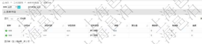 在項目管理軟件工作流管理系統查詢返回表單字段列表時返回的字段信息有:表單、字段ID、字段代碼、字段名稱、控件類型、參數、默認值、橫坐標、縱坐標、寬度、高度等。