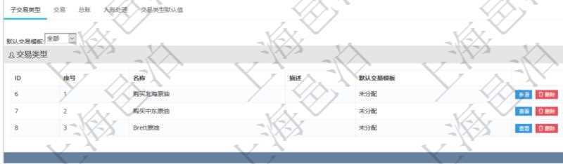 項目管理軟件會計管理模塊交易類型查詢還可以關聯查詢更多相關資料,比如子交易類型:序號、子交易類型名稱、描述、默認交易模板。