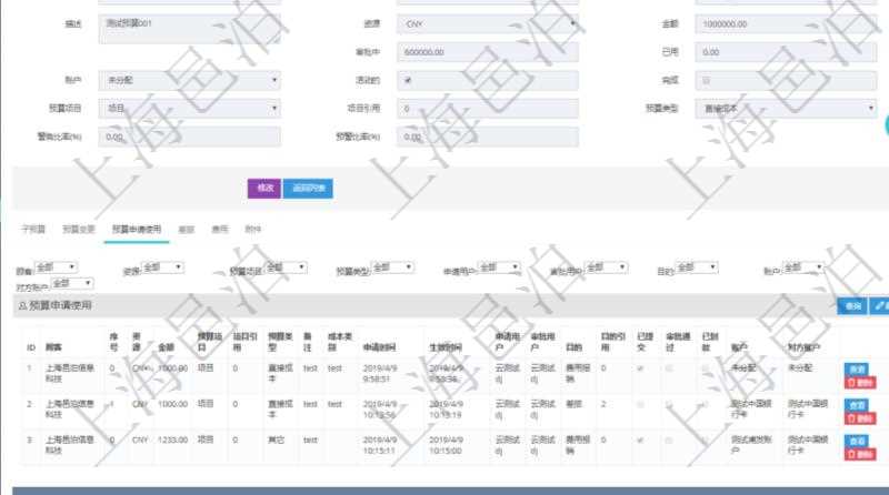 項目管理軟件財務管理模塊預算維護明細查詢還可以關聯查詢更多相關資料,比如預算申請使用:序號、貨幣單位、申請金額、預算項目、項目引用、預算類型、備注、成本類別、申請時間、生效時間、申請用戶、審批用戶、申請目的、目的引用、已提交、審批通過、已劃款、賬戶、對方賬戶。