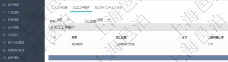 在項目管理軟件MES生產制造管理系統查詢工種明細信息的時候,還會返回關聯的加工工種維護信息:加工配置、序號、工時調整比率及描述。