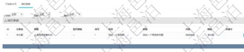 在項目管理軟件銷售報價管理系統中查詢返回的除了有銷售合同明細信息外,還包括締約條款明細:父條款、是否模板標志、序號、名稱、標題、內容、模板及關鍵字。