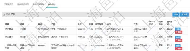 在項目管理軟件服務管理系統中查詢服務票證信息,不僅返回服務票證的基本信息字段,還會返回服務票證關聯的銷售報價信息:訂單、編碼、名稱、金額、比率、最終報價、項目、任務、子項目明細、報價方法、定價方式。